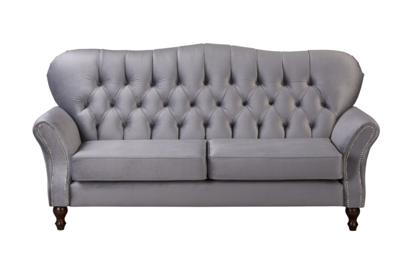 Ropez Chesterfield Jersey sofa 3os. pikowana welur szary 304814