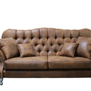 Ropez Chesterfield Jersey sofa 3os. pikowana zamsz brązowy 304813 Ropez Chesterfield Jersey sofa 3os. pikowana zamsz brązowy 304813