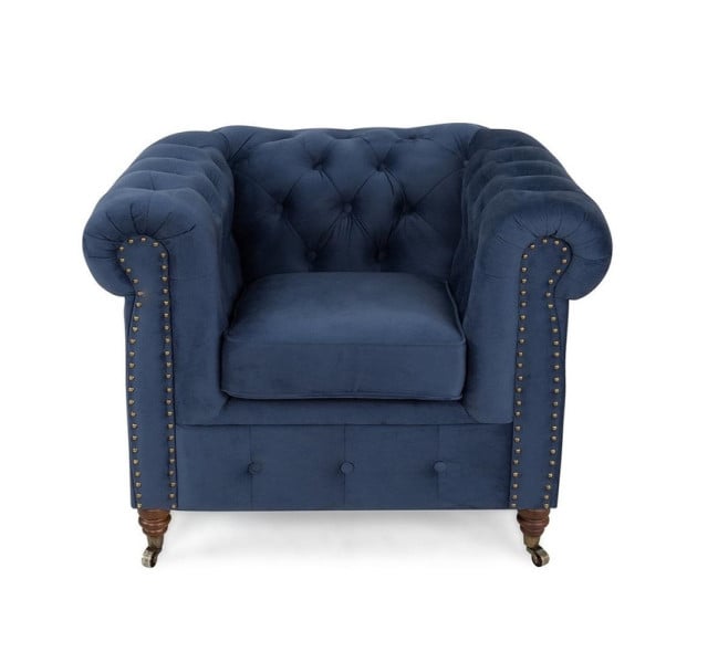 Ropez Chesterfield Oxford fotel pikowany welur granatowy 266023