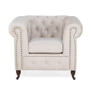 Ropez Chesterfield Oxford fotel pikowany welur szary 266018