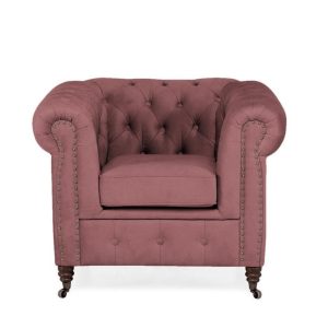 Ropez Chesterfield Oxford fotel pikowany welur wrzosowy 266027