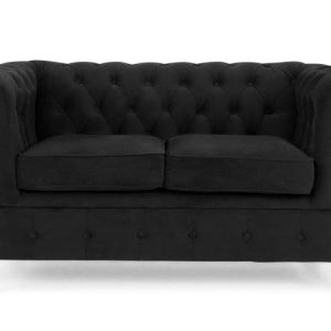Ropez Chesterfield Oxford sofa 2os. pikowana welur czarny 266036 Ropez Chesterfield Oxford sofa 2os. pikowana welur czarny 266036