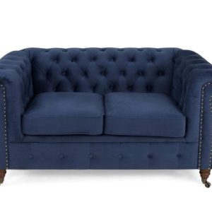 Ropez Chesterfield Oxford sofa 2os. pikowana welur granatowy 266037 Ropez Chesterfield Oxford sofa 2os. pikowana welur granatowy 266037