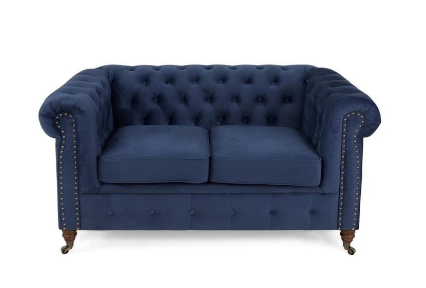 Ropez Chesterfield Oxford sofa 2os. pikowana welur granatowy 266037
