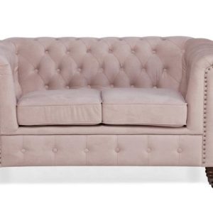 Ropez Chesterfield Oxford sofa 2os. pikowana welur różowy 266029 Ropez Chesterfield Oxford sofa 2os. pikowana welur różowy 266029