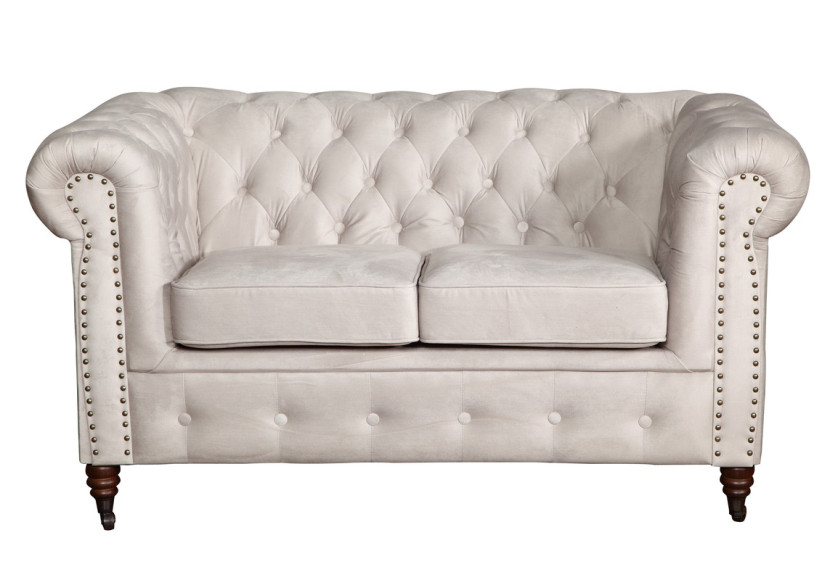 Ropez Chesterfield Oxford sofa 2os. pikowana welur szary 266064