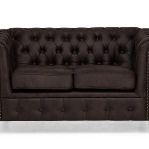 Ropez Chesterfield Oxford sofa 2os. pikowana zamsz brązowy 266038