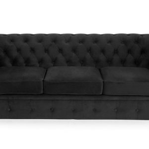 Ropez Chesterfield Oxford sofa 3os. pikowana welur czarny 266040