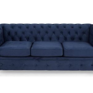 Ropez Chesterfield Oxford sofa 3os. pikowana welur granatowy 266048