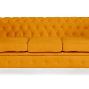 Ropez Chesterfield Oxford sofa 3os. pikowana welur musztarda 266065
