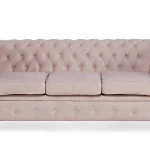 Ropez Chesterfield Oxford sofa 3os. pikowana welur różowy 266055