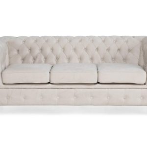 Ropez Chesterfield Oxford sofa 3os. pikowana welur szary 266051