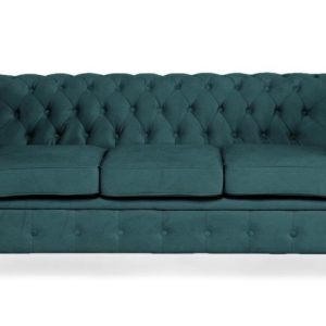 Ropez Chesterfield Oxford sofa 3os. pikowana welur turkusowy 266047