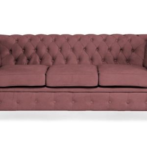 Ropez Chesterfield Oxford sofa 3os. pikowana welur wrzosowy 266052