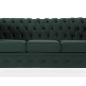 Ropez Chesterfield Oxford sofa 3os. pikowana welur zielony 266063