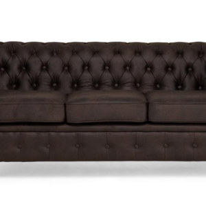 Ropez Chesterfield Oxford sofa 3os. pikowana zamsz brązowy 266050