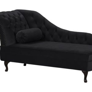 Ropez Chesterfield Pako szezlong lewy welur czarny 193820 Ropez Chesterfield Pako szezlong lewy welur czarny 193820
