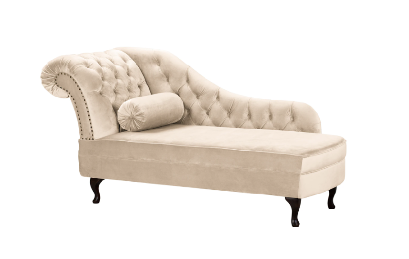 Ropez Chesterfield Pako szezlong lewy welur jasny beż 193819