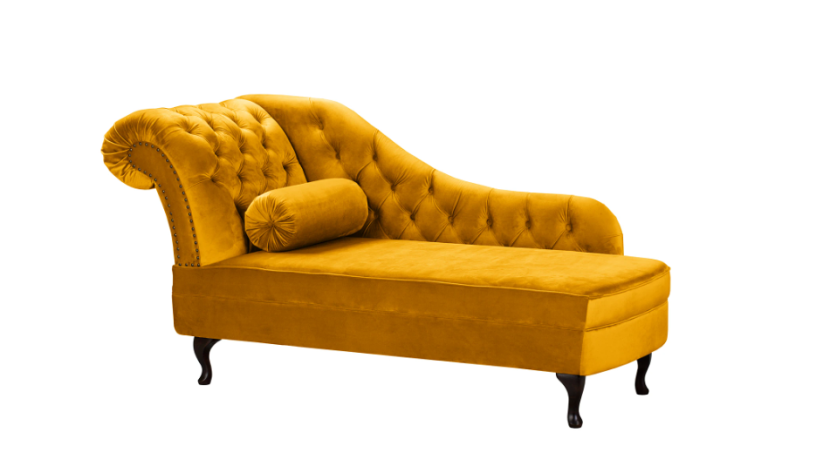Ropez Chesterfield Pako szezlong lewy welur musztardowy 193809