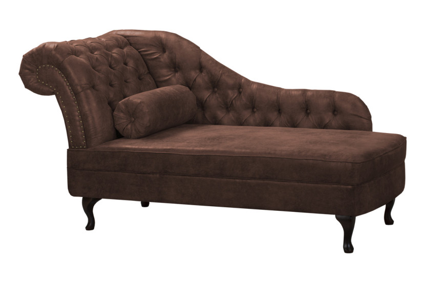 Ropez Chesterfield Pako szezlong lewy zamsz ciemnobrązowy 193808