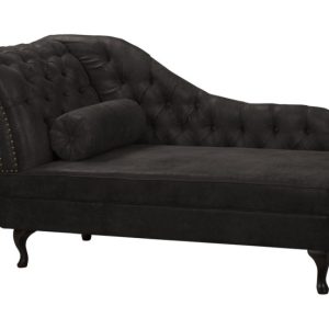 Ropez Chesterfield Pako szezlong lewy zamsz czarny 193818 Ropez Chesterfield Pako szezlong lewy zamsz czarny 193818