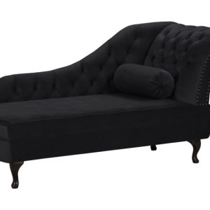 Ropez Chesterfield Pako szezlong prawy welur czarny 193727 Ropez Chesterfield Pako szezlong prawy welur czarny 193727
