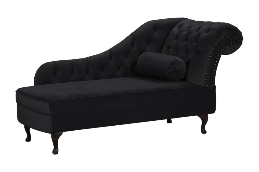 Ropez Chesterfield Pako szezlong prawy welur czarny 193727