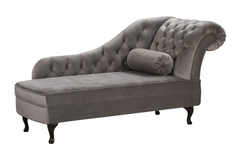 Ropez Chesterfield Pako szezlong prawy welur szary 193725