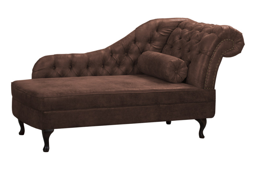 Ropez Chesterfield Pako szezlong prawy zamsz ciemnobrązowy 193815