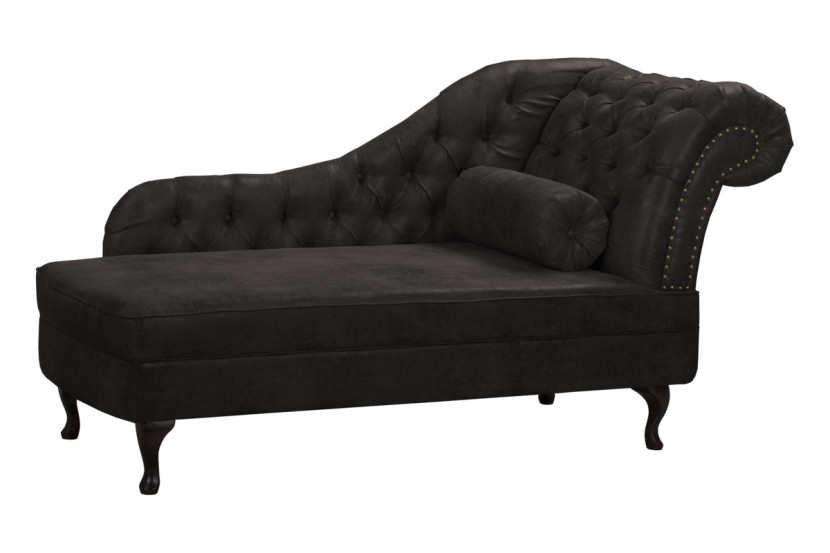 Ropez Chesterfield Pako szezlong prawy zamsz czarny 193814