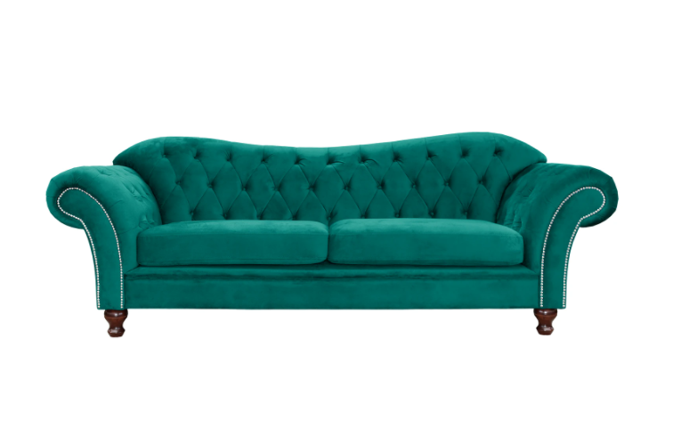Ropez Chesterfield Sheffield sofa 3 pikowana welur turkusowy 266058