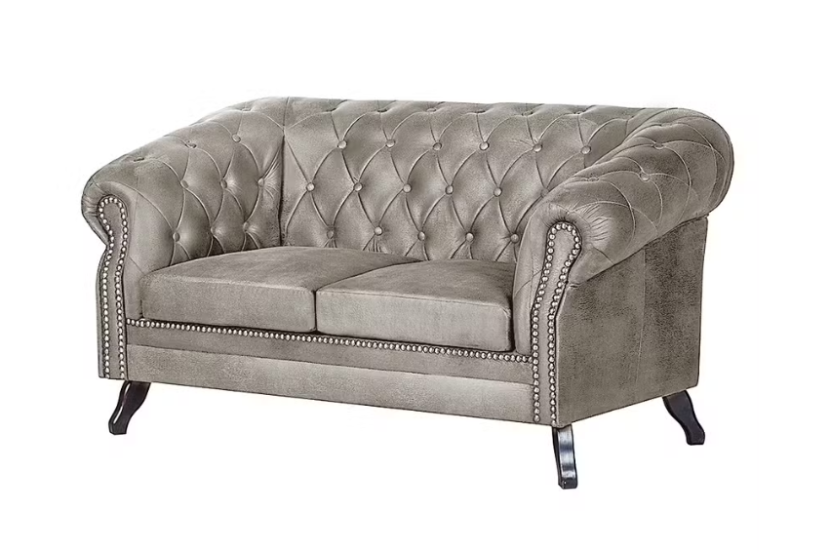 Ropez Chesterfield Sofa 2 os. Pikowana Glasgow zamsz szarość 249518