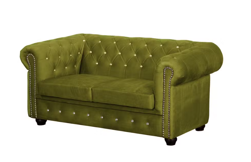 Ropez Chesterfield York Blink 2 kryształki welur zielony 247592