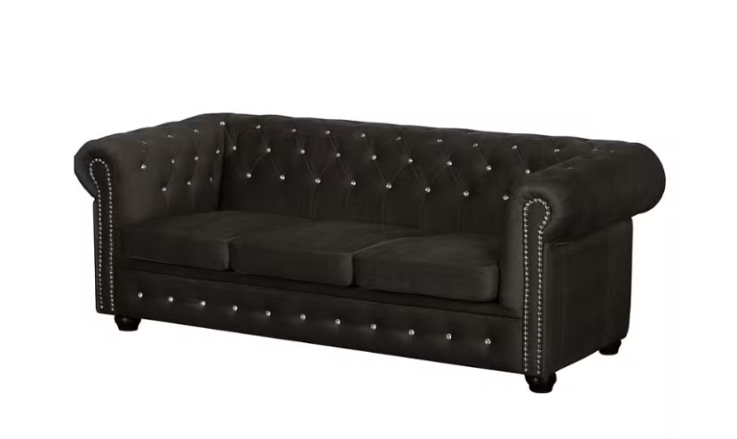 Ropez Chesterfield York Blink 3 kryształki welur brązowy 247590