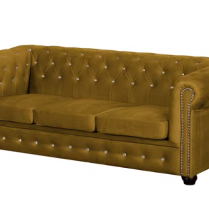 Ropez Chesterfield York Blink 3 kryształki welur musztardowy 247594 Ropez Chesterfield York Blink 3 kryształki welur musztardowy 247594