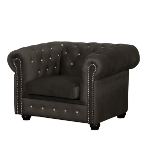 Ropez Chesterfield York fotel kryształki welur brązowy 249508