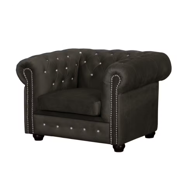 Ropez Chesterfield York fotel kryształki welur brązowy 249508