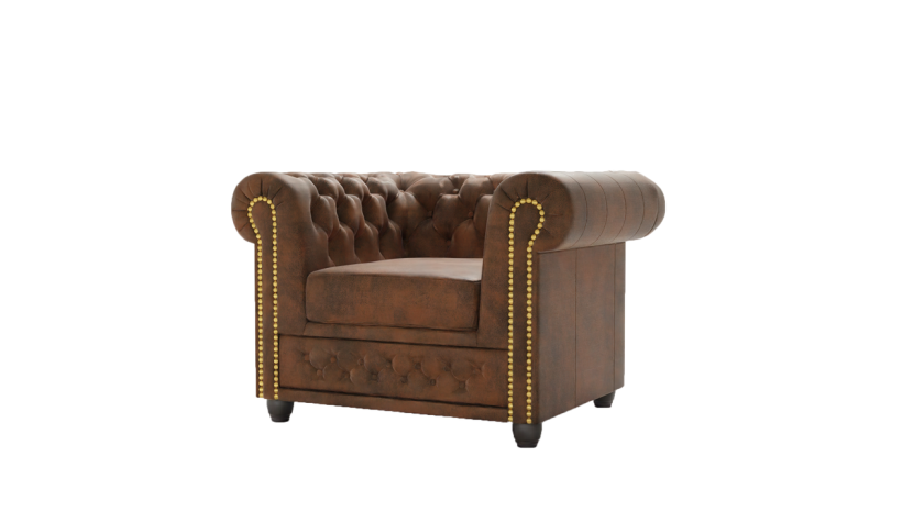 Ropez Chesterfield York fotel pikowany zamsz Gobi 03 204408