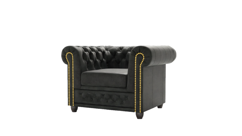 Ropez Chesterfield York fotel pikowany zamsz Gobi 97 204418