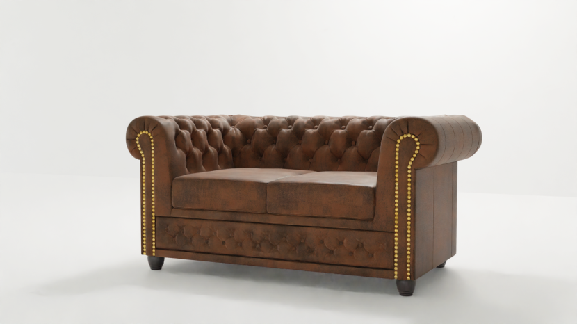 Ropez Chesterfield York sofa 2 osobowa pikowana zamsz Gobi 3 151228