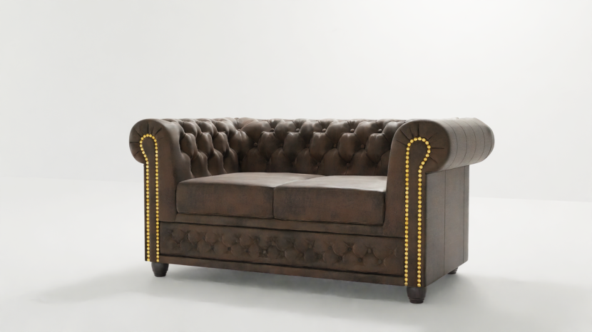Ropez Chesterfield York sofa 2 osobowa pikowana zamsz Gobi 4 151236