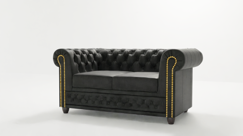 Ropez Chesterfield York sofa 2 osobowa pikowana zamszGobi 97 151234