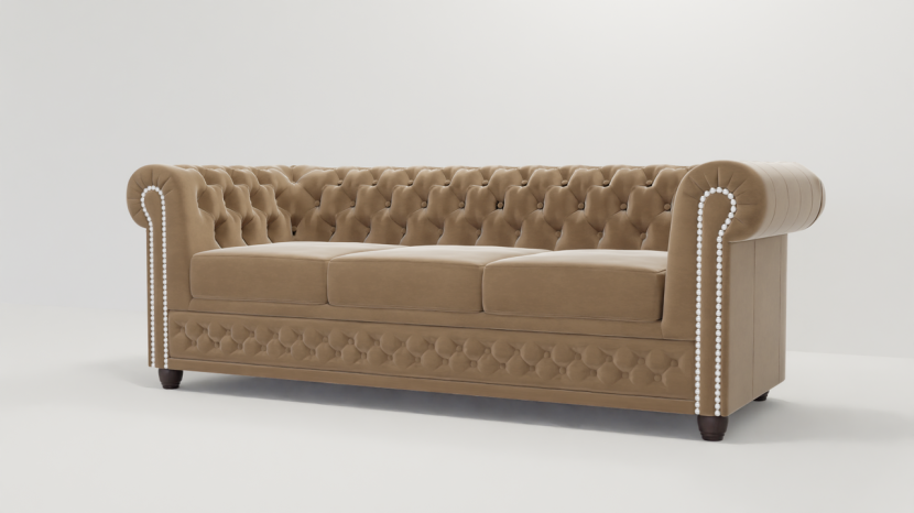 Ropez Chesterfield York sofa 3 os. pikowana welur Riviera 24 151240