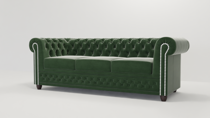 Ropez Chesterfield York sofa 3 os. pikowana welur Riviera 38 151238