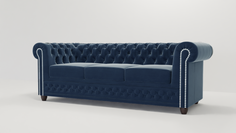Ropez Chesterfield York sofa 3 os. pikowana welur Riviera 81 151235