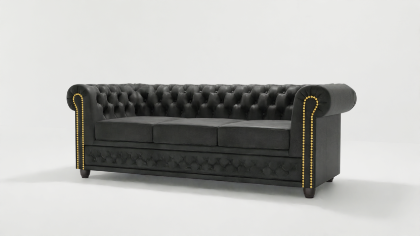 Ropez Chesterfield York sofa 3 osobowa pikowana zamszGobi 97 151230