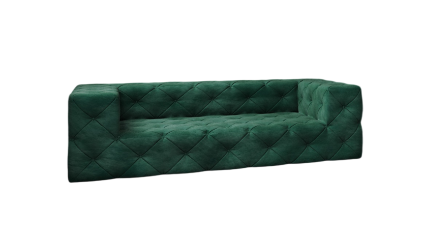 Ropez Fresco sofa 3 osobowa pikowana welur butelkowa zieleń 222609