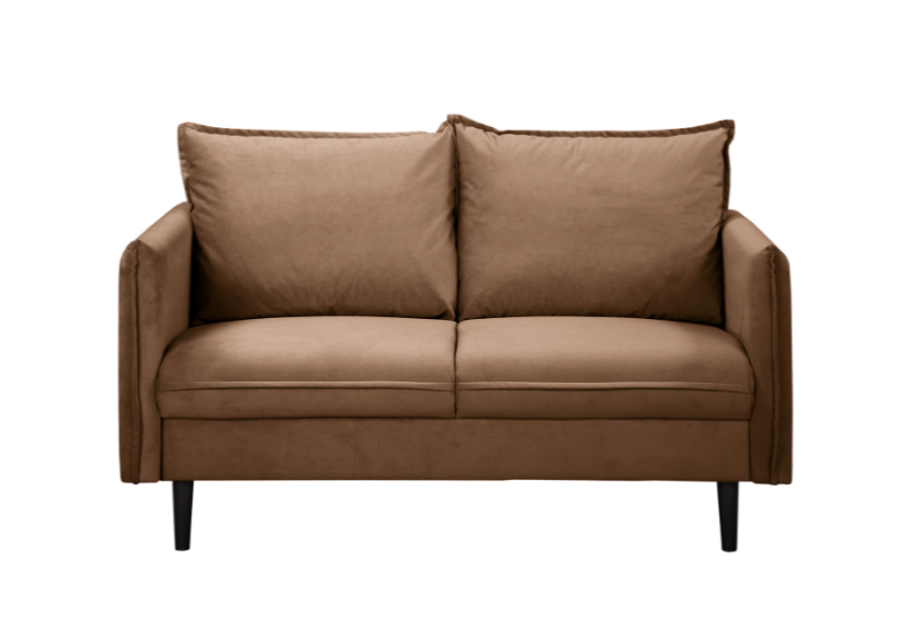 Ropez Juli sofa 2 osobowa wysokie nogi tkanina plusz brąz 180773