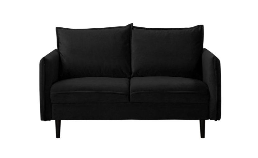 Ropez Juli sofa 2 osobowa wysokie nogi tkanina welur czarny 180791