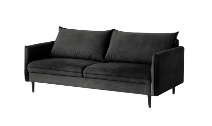 Ropez Juli sofa 3 osobowa wysokie nogi tkanina plusz czarny 180762